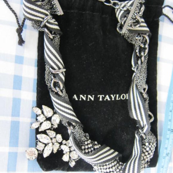 Ann Taylor Rhinestone and Ribbon Necklace - Picture 3 of 4